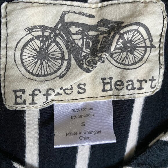 Effie's Heart Size Small Black & White Striped Asymmetrical Fit and Flare Top - Picture 2 of 13